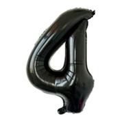 Ballon en aluminium en forme de chiffre 40 cm pour garçon et fille - Ballon d'anniversaire pour 1er 1, 18, 25, anniversaire de mariage, remise de diplôme, séance photo - noir - chiffre 4