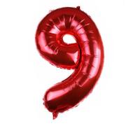 Ballon en aluminium en forme de chiffre 40 cm pour garçon et fille - Ballon d'anniversaire pour 1er 1, 18, 25, fête d'anniversaire, remise de diplôme, séance photo - rouge chiffre 9