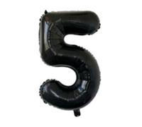 Ballon en aluminium en forme de chiffre 40 cm pour garçon et fille - Ballon d'anniversaire pour 1er 1, 18, 25, anniversaire de mariage, remise de diplôme, séance photo - noir - chiffre 5