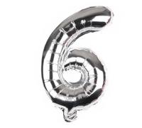 Ballon en aluminium en forme de chiffre 6 pour garçon et fille - 40 cm - pour 1er 1, 18, 25, fête d'anniversaire, remise de diplôme, séance photo - argenté