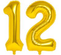 Ballon en aluminium en forme de chiffre, doré, 80 cm, avec tube d'air, parfait pour un anniversaire, une fête et des événements, peut également être utilisé avec de l'hélium, décoration