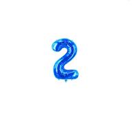 Ballon en aluminium en forme de chiffre pour garçon et fille - 40 cm - Ballon d'anniversaire pour 1er 1, 18, 25, anniversaire de mariage, remise de diplôme, séance photo - bleu - chiffre 2