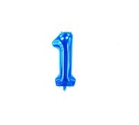 Ballon en aluminium en forme de chiffre pour garçon et fille - 40 cm - Ballon d'anniversaire pour 1er 1, 18, 25, anniversaire de mariage, remise de diplôme, séance photo - bleu - chiffre 1