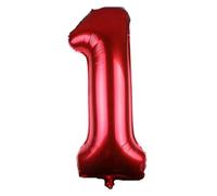 Ballon en aluminium en forme de chiffre pour garçon et fille - 40 cm - Ballon d'anniversaire pour 1er 1, 18, 25, anniversaire de mariage, remise de diplôme, séance photo - rouge chiffre 1
