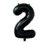 Ballon en aluminium en forme de chiffre pour garçon et fille - 40 cm - Ballon d'anniversaire pour 1er 1, 18, 25, anniversaire de mariage, remise de diplôme, séance photo - noir - chiffre 2