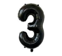 Ballon en aluminium en forme de chiffre pour garçon et fille - 40 cm - pour 1er 1, 18, 25, anniversaire, remise de diplôme, séance photo - noir - chiffre 3