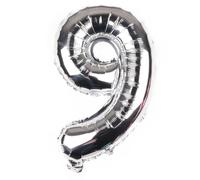 Ballon en aluminium en forme de chiffre pour garçon et fille - 40 cm - pour 1er 1, 18, 25, fête d'anniversaire, remise de diplôme, séance photo - argenté chiffre 9