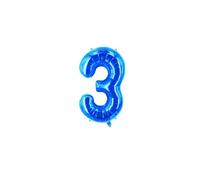 Ballon en aluminium en forme de chiffre pour garçon et fille - 40 cm - pour 1er 1, 18, 25, fête d'anniversaire, remise de diplôme, séance photo - bleu, chiffre 3