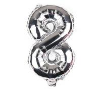 Ballon en aluminium en forme de chiffre pour garçon et fille - 40 cm - pour 1er 1, 18, 25, fête d'anniversaire, remise de diplôme, séance photo - argenté chiffre 8