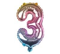 Ballon en aluminium en forme de chiffre pour garçon et fille - 40 cm - pour 1er 1, 18, 25, fête d'anniversaire, remise de diplôme, séance photo - dégradé de couleur - chiffre 3