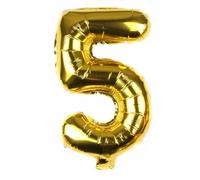Ballon en aluminium en forme de chiffre pour garçon et fille - 40 cm - pour 1er 1, 18, 25, fête d'anniversaire, remise de diplôme, séance photo - doré chiffre 5