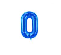 Ballon en aluminium en forme de chiffre pour garçon et fille - 40 cm - pour 1er 1, 18, 25, fête d'anniversaire, remise de diplôme, séance photo - bleu - chiffre 0