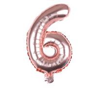 Ballon en aluminium en forme de chiffre pour garçon et fille - 40 cm - pour 1er, 18, 25, fête d'anniversaire, remise de diplôme, séance photo - chiffre 6 - rose rouge