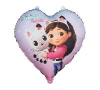 Ballon en aluminium en forme de cœur 45 cm Gabby's Dollhouse Gabis Maison de chat Ballon d'anniversaire fille Fête d'enfant hélium Décoration réutilisable Licence Motif Kit avec tubes