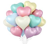 Ballon en aluminium en forme de cœur pastel de 45,7 cm - Ballons en forme de cœur - Violet, rose, jaune, bleu, vert - Ballons en forme de cœur - Pour mariage, anniversaire, fiançailles, Saint-Valentin