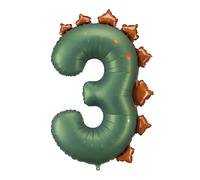 PartyDeco Ballon en aluminium Dinosaure en forme de chiffre 3 92 cm Mélange
