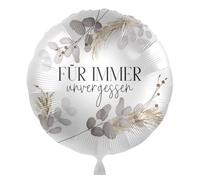 Ballon en aluminium « Für immer unvergessen» - Pour fête d'adieu, fête d'adieu, cérémonie de deuil, déménagement, voyage - Fabriqué en Union Européenne