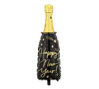 Ballon en aluminium géant bouteille Happy New Year 98 cm - Noir