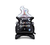 Ballon en aluminium géant chaudron 64 x 109 cm hocus pocus iridescent - Noir