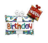 Ballon en aluminium Happy Birthday, 70 x 99 cm, compatible avec l'hélium, avec fermeture automatique, pour cadeaux, fête d'anniversaire, réutilisable et gonflé à l'air, décoration parfaite pour toute