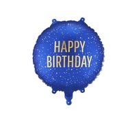 Ballon en aluminium « Happy Birthday » - Bleu et doré - Pour anniversaire - PartyDeco - Ballon d'anniversaire - Pour garçons et hommes - Convient pour