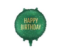 Ballon en aluminium « Happy Birthday » - Cadeau d'anniversaire pour enfants et adultes - Lettrage doré - Ballon d'anniversaire - Convient pour l'hélium - Vert