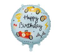 Ballon en aluminium « Happy Birthday Race Car » - 45,7 cm - Ballon d'anniversaire pour enfants - Rempli d'air ou d'hélium