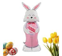 Ballon en aluminium - Lapin de Pâques - XXL - Grande figurine de lapin debout - Gonflable avec base - Pour fête de jardin - Décoration de printemps - Décoration d'anniversaire pour - Design