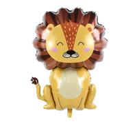 Ballon en aluminium Lion (101 x 69,5 cm) - Ballon de décoration pour fête pour anniversaire d'enfant, thème animal, remplissable à l'air et à l'hélium avec mignon motif de lion, ballons assortis pour