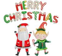 Ballon en aluminium « Merry Christmas Elfe and Santa »