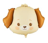 Ballon en aluminium motif chien - 63 x 48,5 cm - Pour air ou hélium - Pour anniversaire d'enfant, fête d'animaux, chiot - Ballon en aluminium comme décoration de fête - Beige marron