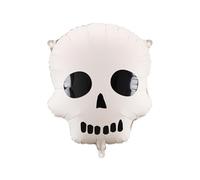 Ballon en aluminium motif de crâne crème/noir - env. 36 x 41 cm gonflé à l'air et à l'hélium, réutilisable, avec paille, ballon décoratif d'Halloween, fête effrayante, ballon de fête