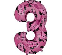Ballon en Aluminium Numéro 3 Minnie Mouse Forever de Taille Moyenne L27 Emballé 43 cm x 66 cm, Rose