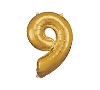 Amscan ballon en aluminium numéro 9 junior 63 x 86 cm or Goud