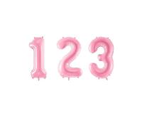 Ballon en aluminium - PARTYDECO - Chiffre 1 - Rose pâle - 86 cm - Oeillets de suspension
