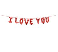 Ballon en aluminium PartyDeco « Je t'aime » 260 x 40 cm rouge