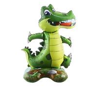 Ballon en aluminium présentoir 3D, crocodile vert, env. 60 x 38 cm - Parfait pour les anniversaires d'enfants, la décoration de fête, les événements à thème animalier, les surprises amusantes, idée