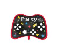 Ballon en aluminium - PROCOS - Gaming Party - Forme manette de jeu - Noir (contour rouge) - Idéal anniversaire