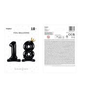 Ballon en aluminium sur pied chiffre « 18 », 84 cm, noir