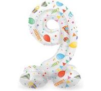 Ballon en feuille debout Joyful Party numéro 9 à 72 cm MOSELOTA