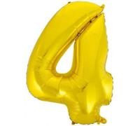 Ballon en feuille d'or "Numéro 4" de B&C - un accessoire éblouissant pour votre fête ! Parfait pour les anniversaires et autres moments spéciaux. Hauteur : 92 cm !
