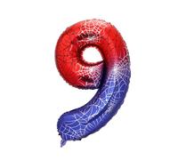 Ballon en Film d'Aluminium Numéroté sur le Thème l'Araignée, 101,6 cm Décoration de Fête Rouge Dessin Animé pour Anniversaire Garçon Baby Shower Anniversaire (Numéro 9)