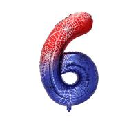 Ballon en Film d'Aluminium Numéroté sur le Thème l'Araignée, 101,6 cm Décoration de Fête Rouge Dessin Animé pour Anniversaire Garçon Baby Shower Anniversaire (Numéro 6)