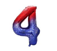Ballon en Film d'Aluminium Numéroté sur le Thème l'Araignée, 101,6 cm Décoration de Fête Rouge Dessin Animé pour Anniversaire Garçon Baby Shower Anniversaire (Numéro 4)