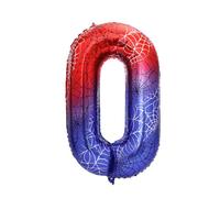 Ballon en Film d'Aluminium Numéroté sur le Thème l'Araignée, 101,6 cm Décoration de Fête Rouge Dessin Animé pour Anniversaire Garçon Baby Shower Anniversaire (Numéro 0)