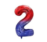 Ballon en Film d'Aluminium Numéroté sur le Thème l'Araignée, 101,6 cm Décoration de Fête Rouge Dessin Animé pour Anniversaire Garçon Baby Shower Anniversaire (Numéro 2)