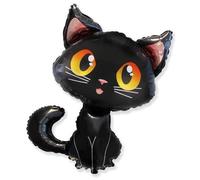 Ballon en forme de chat noir, décoration de fête, design grands yeux, 80 cm