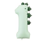 PartyDeco Ballon en forme de chiffre 1 Dinosaure 91,4 cm – 1er anniversaire