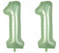 Ballon en forme de chiffre 11 - 101,6 cm - Auto-gonflant - Ballons numériques en mylar - Ballons numériques pour 11e anniversaire, décoration de remise de diplôme - Vert olive
