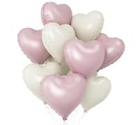 Ballon en forme de coeur blanc poudré, 10pcs Crème Bébé poudre ballon en forme de coeur, 18 pouces sable blanc rose hélium polyester film ballon pour la Saint Valentin,décoration de fête de mariage